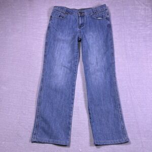 Bogari Embroidered Pocket Straight Leg Jeans Womens Size 12 Blue Denim